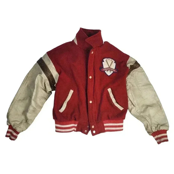 Vintage Louisville Slugger Wool and Leather Varsity Jacket Men’s Size Small - Picture 1 of 9